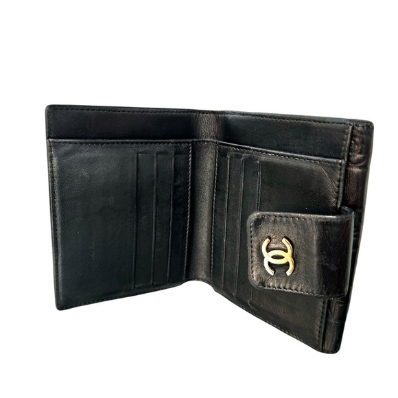 Authentic CHANEL Black Lambskin Leather Lucky Charms Embossed Bifold Wallet - Picture 5 of 16